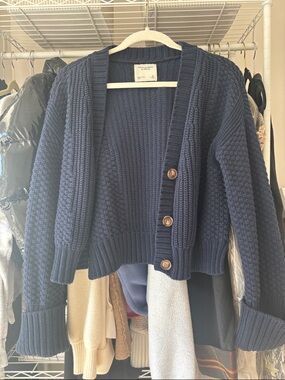 Abercrombie & Fitch Navy Chunky Button-Front Cardigan